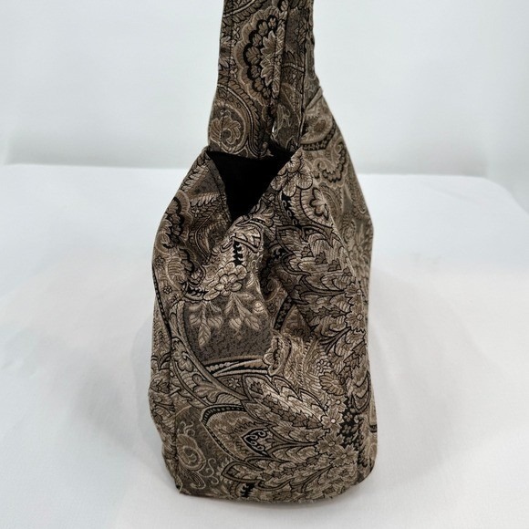 Vintage Style Brown Paisley Tapestry Tote Bag Large Shoulder Bag with Side Snaps - Picture 5 of 13